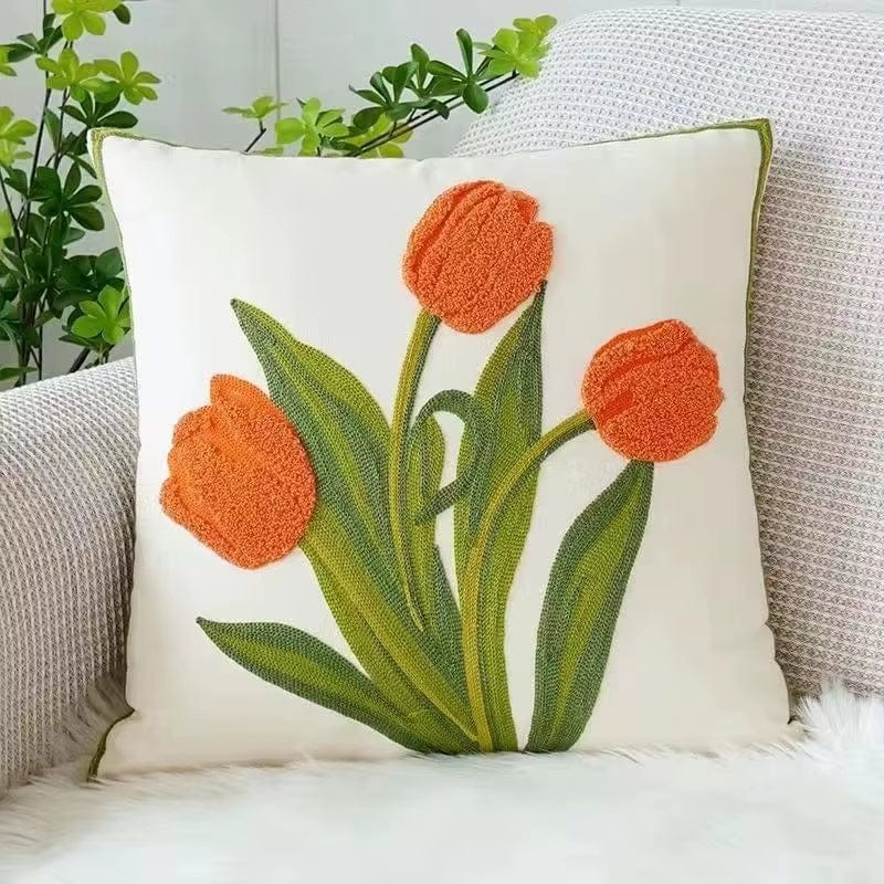 Coussin à fleurs | Dreamy Sloth® Orange / 45x45 cm