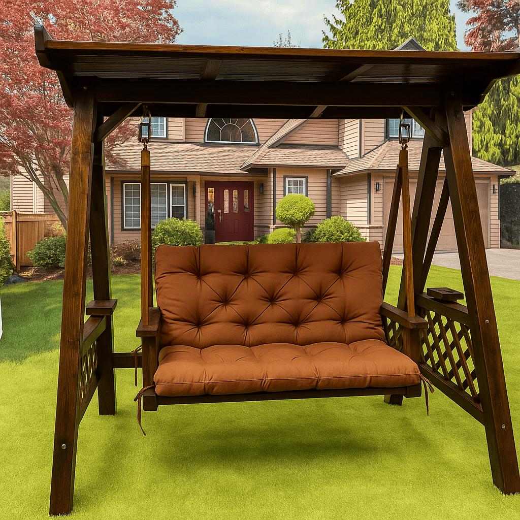 Coussin banc extérieur imperméable | Dreamy Sloth® Marron / 100x100 cm