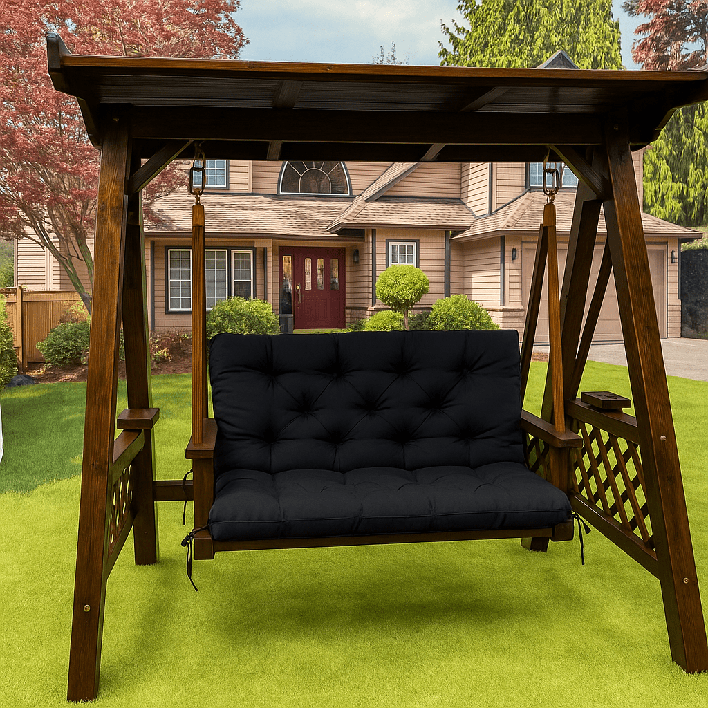 Coussin banc extérieur imperméable | Dreamy Sloth® Noir / 100x100 cm