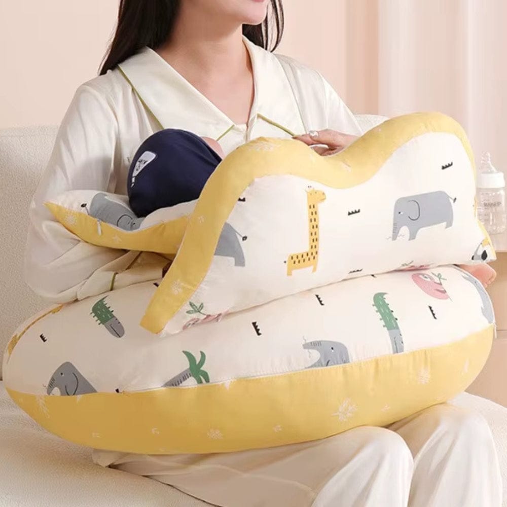 Coussin d'allaitement avec attache bebe | Dreamy Sloth® Jaune / 60x36 cm