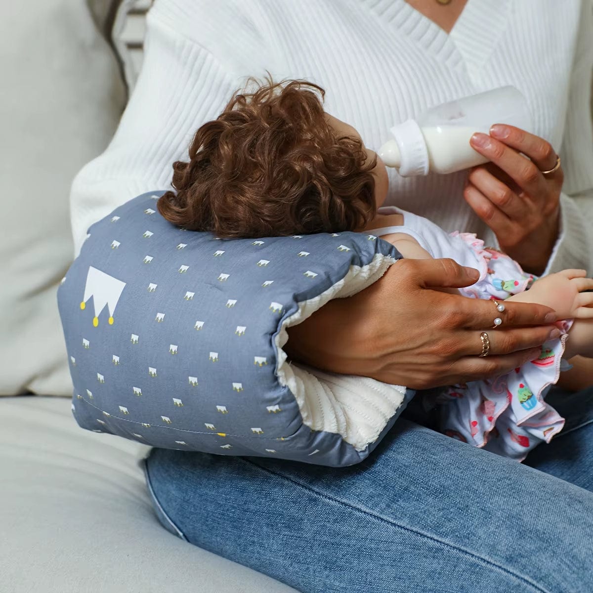 Coussin d'allaitement bras | Dreamy Sloth® Gris / 24x21 cm