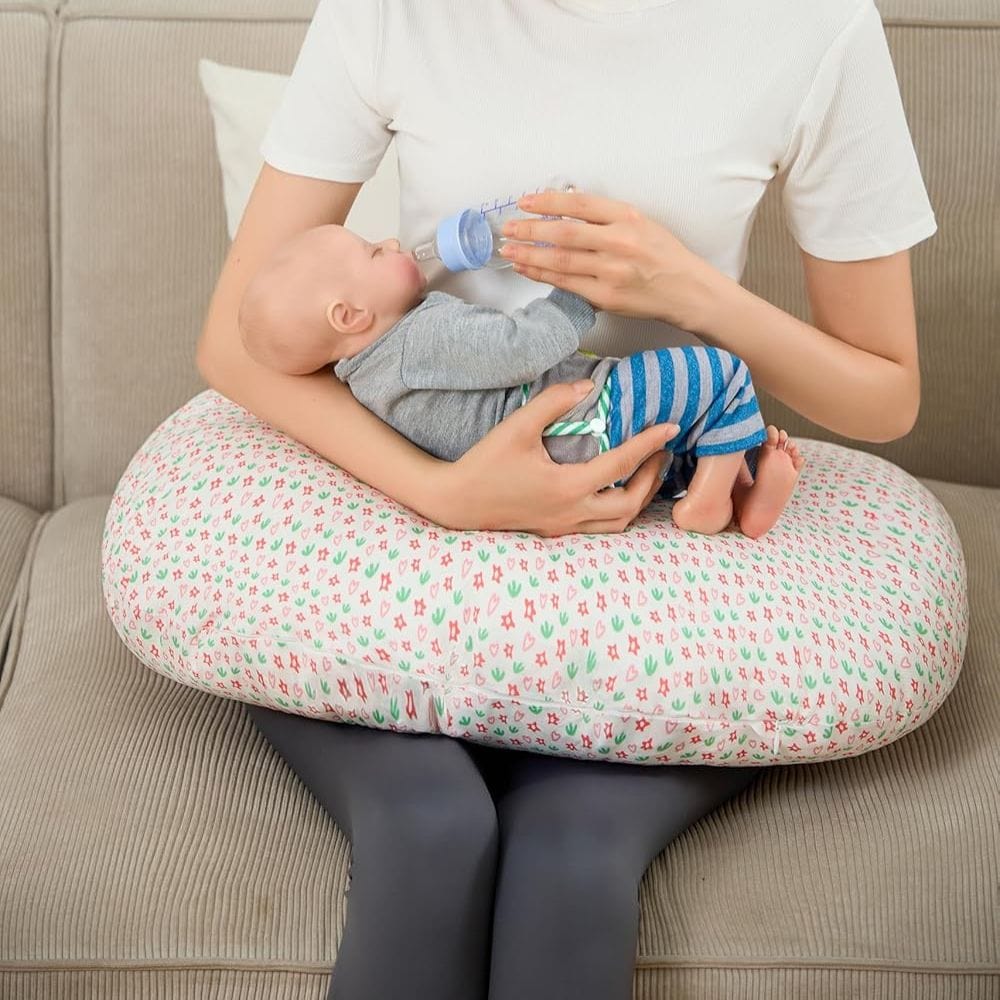 Coussin d'allaitement forme croissant lune | Dreamy Sloth® Rose / 60x50 cm