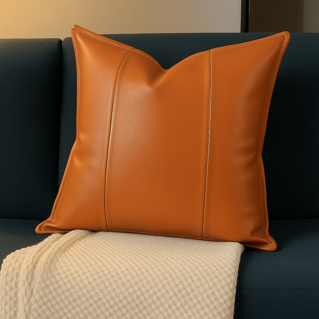 Coussin de canapé cuir | DreamySloth® Orange / 45x45 cm