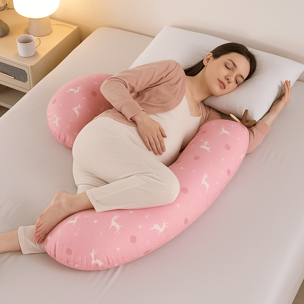Coussin de grossesse pour dormir | Dreamy Sloth® Rose / 110x35 cm
