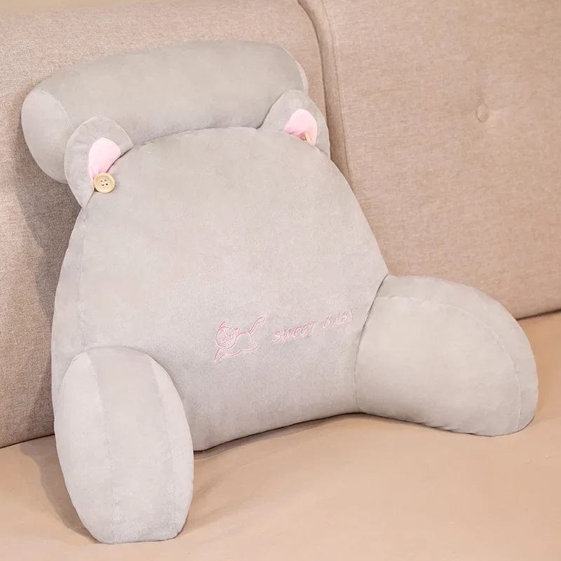 Coussin de lecture ergonomique en velours | Dreamy Sloth® Gris / 35x60x20 cm