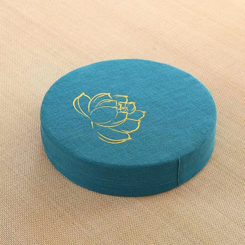 Coussin de meditation rond | Dreamy Sloth® Bleu canard / 40x40 cm