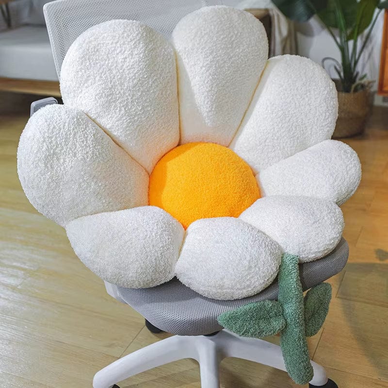 Coussin de sol fleur | Dreamy Sloth® Blanc / 60x65 cm