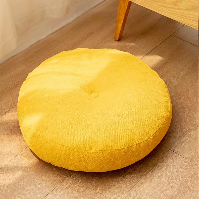 Coussin de sol rond | Dreamy Sloth® Jaune / 42x42 cm