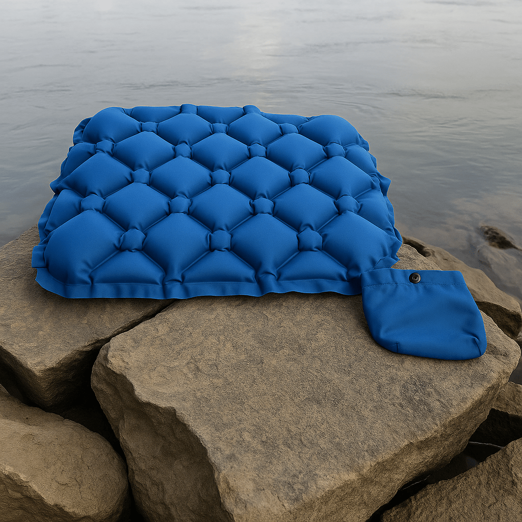Coussin gonflable exterieur | DreamySloth® Bleu / 44x34 cm