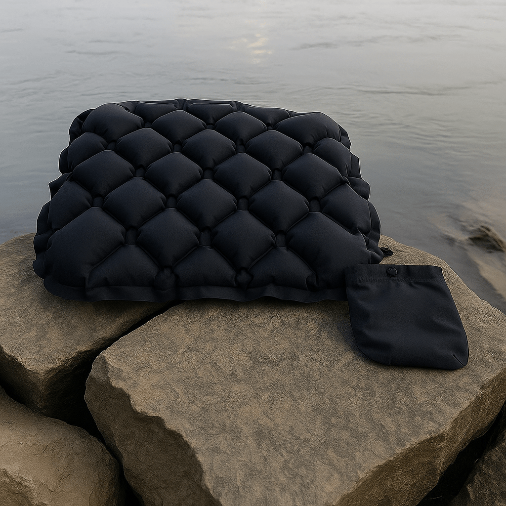 Coussin gonflable exterieur | DreamySloth® Noir / 44x34 cm