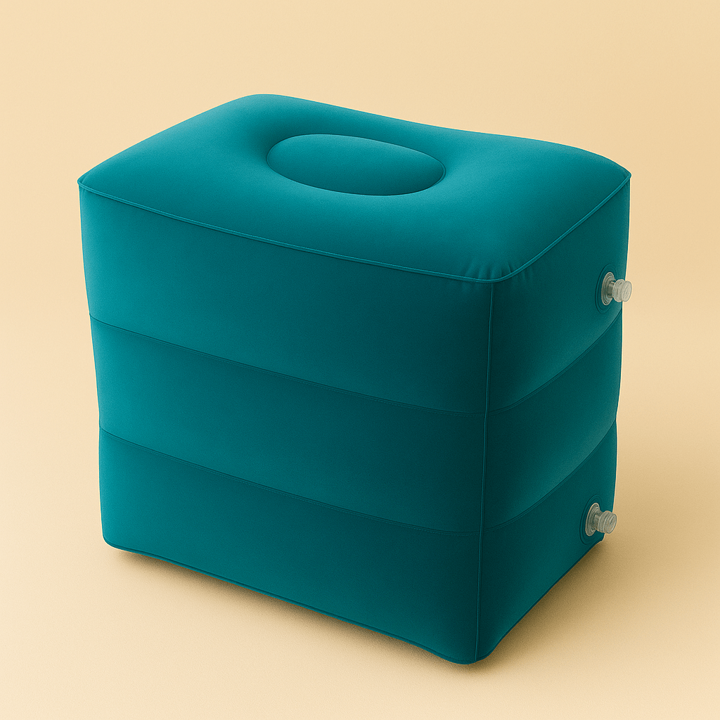 Coussin gonflable jambe avion | Dreamy Sloth® Bleu canard / 40x38 cm