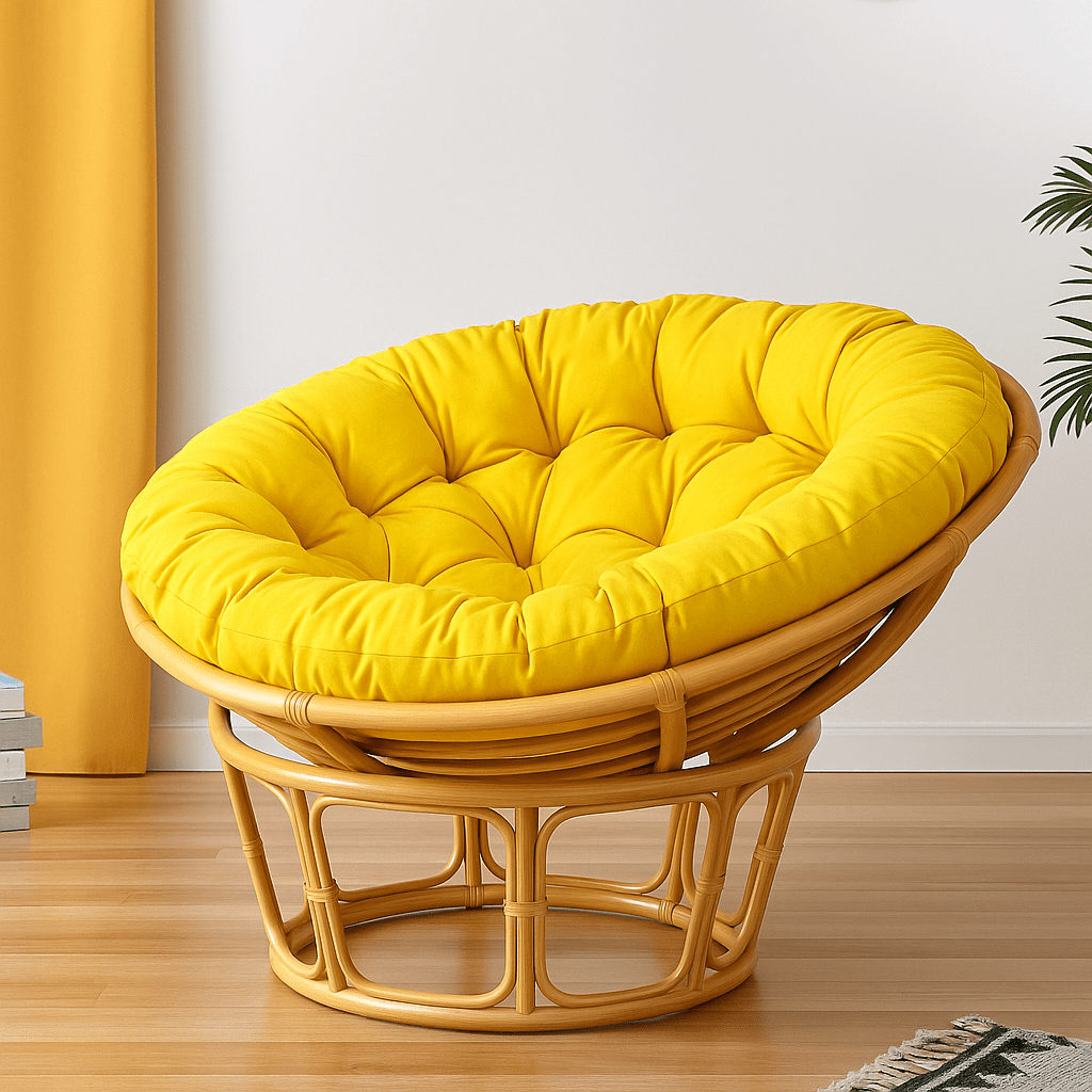Coussin pour fauteuil rotin rond | Dreamy Sloth® Jaune / 40x40 cm