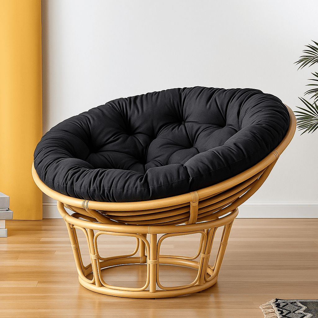 Coussin pour fauteuil rotin rond | Dreamy Sloth® Noir / 40x40 cm