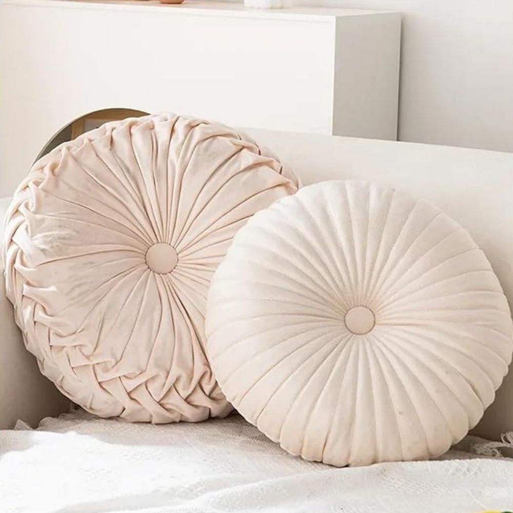 Coussin rond velours | Dreamy Sloth® Beige / 35x10 cm