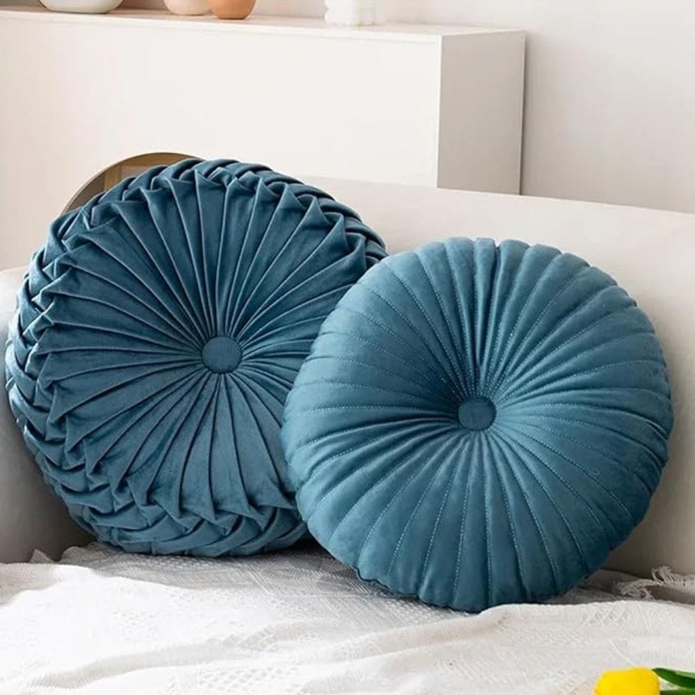 Coussin rond velours | Dreamy Sloth® Bleu / 35x10 cm