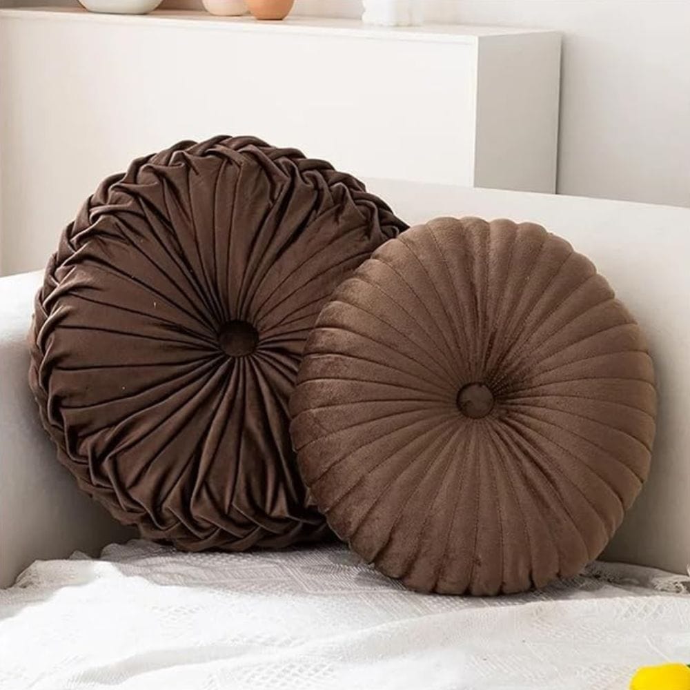 Coussin rond velours | Dreamy Sloth® Marron / 35x10 cm