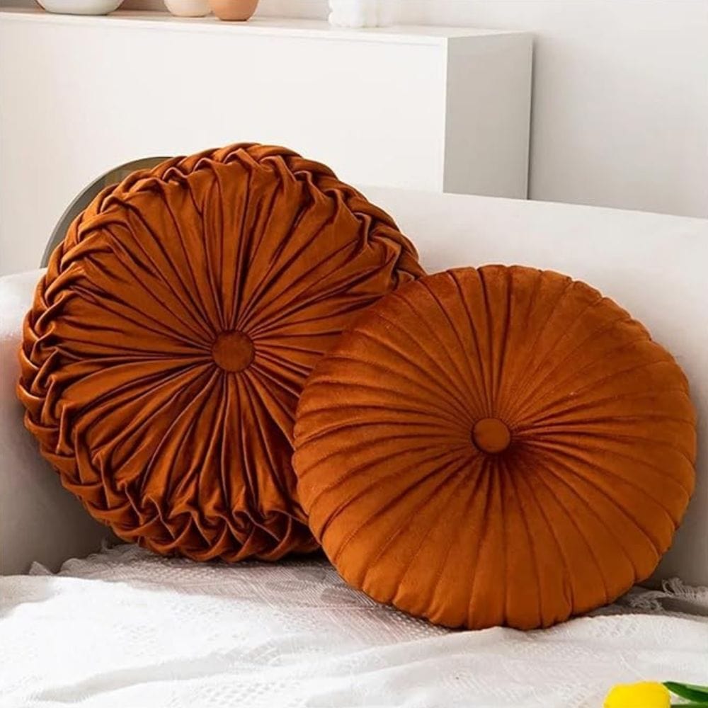 Coussin rond velours | Dreamy Sloth® Orange / 35x10 cm