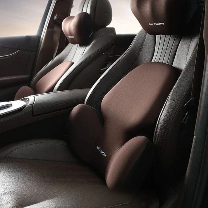 Coussin voiture pour le dos | DreamySloth® Marron / 49x46 cm