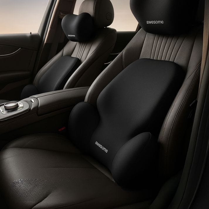 Coussin voiture pour le dos | DreamySloth® Noir / 49x46 cm