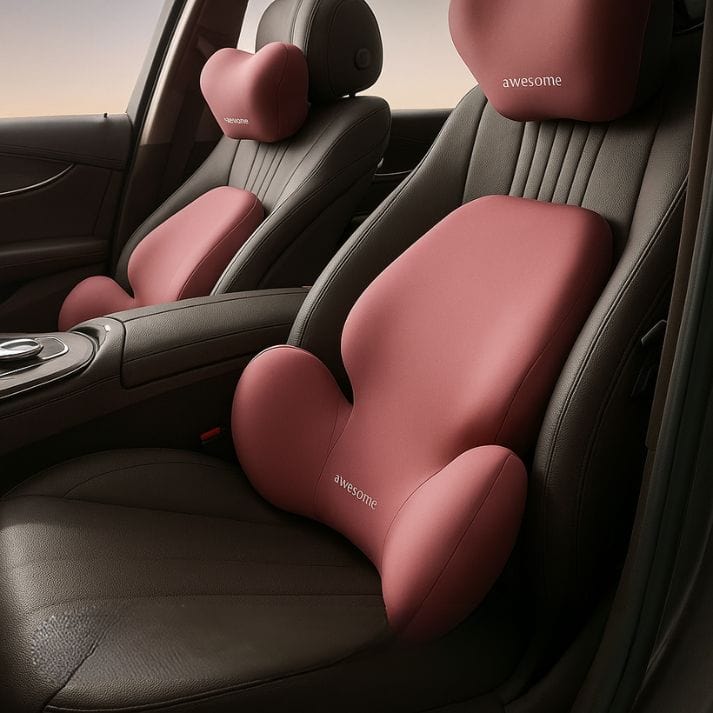 Coussin voiture pour le dos | DreamySloth® Rose / 49x46 cm