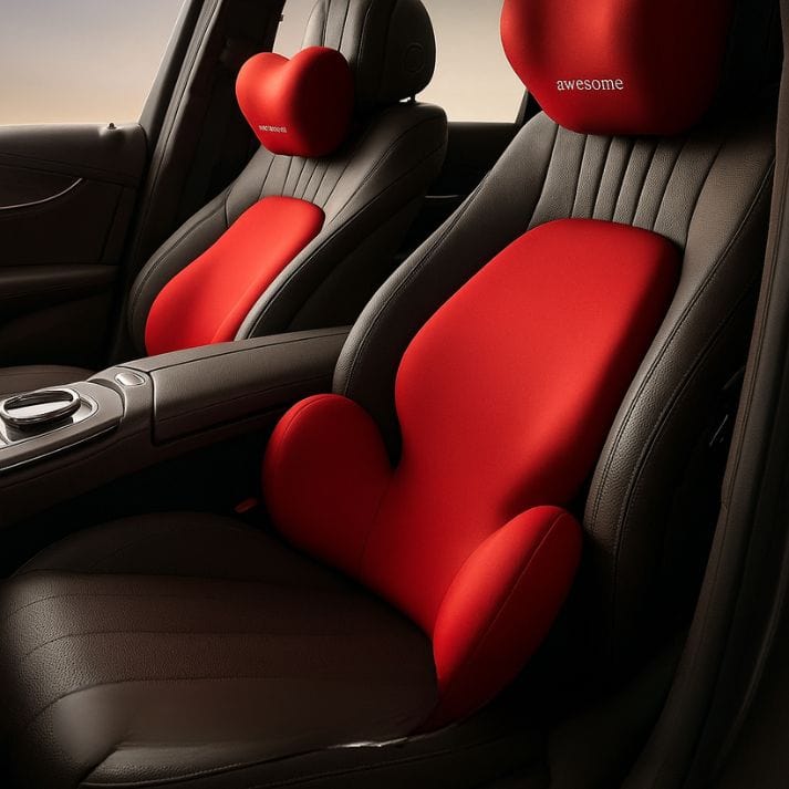 Coussin voiture pour le dos | DreamySloth® Rouge / 49x46 cm