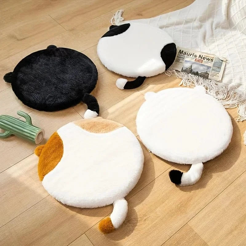 OK / Cartoon Cat Memory Foam Chair Cushion - Art Deco Soft Washable Zippered Cover Multi-Use Floor Cushion for Office/Dorm/Car