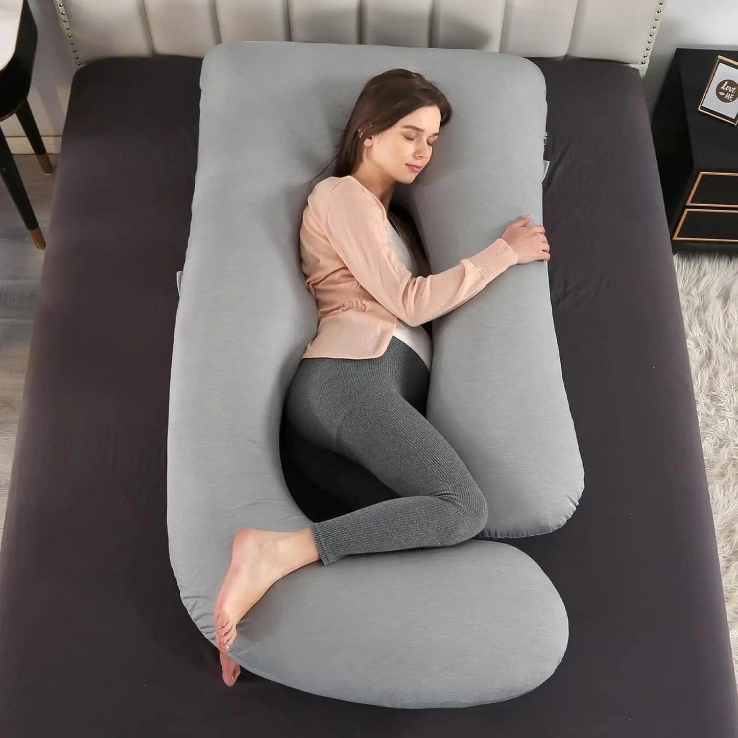 / OK / Cooling Pregnancy Pillows for Pregnant Women J Shaped Full Body Maternity Pillow for Sleeping Support for Back Belly Hips Legs