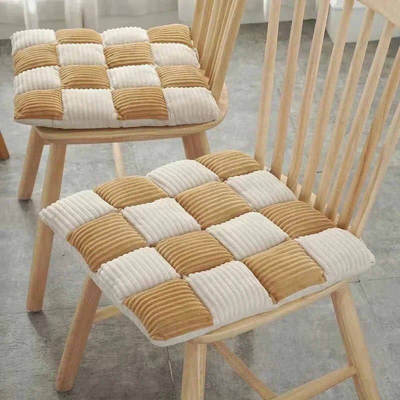 OK / Corduroy Cushion Office Chair Cushion Plaid Thickened Student Dining Chair Cushion Bedroom Bay Window Tatami Sofa Floor Cushion