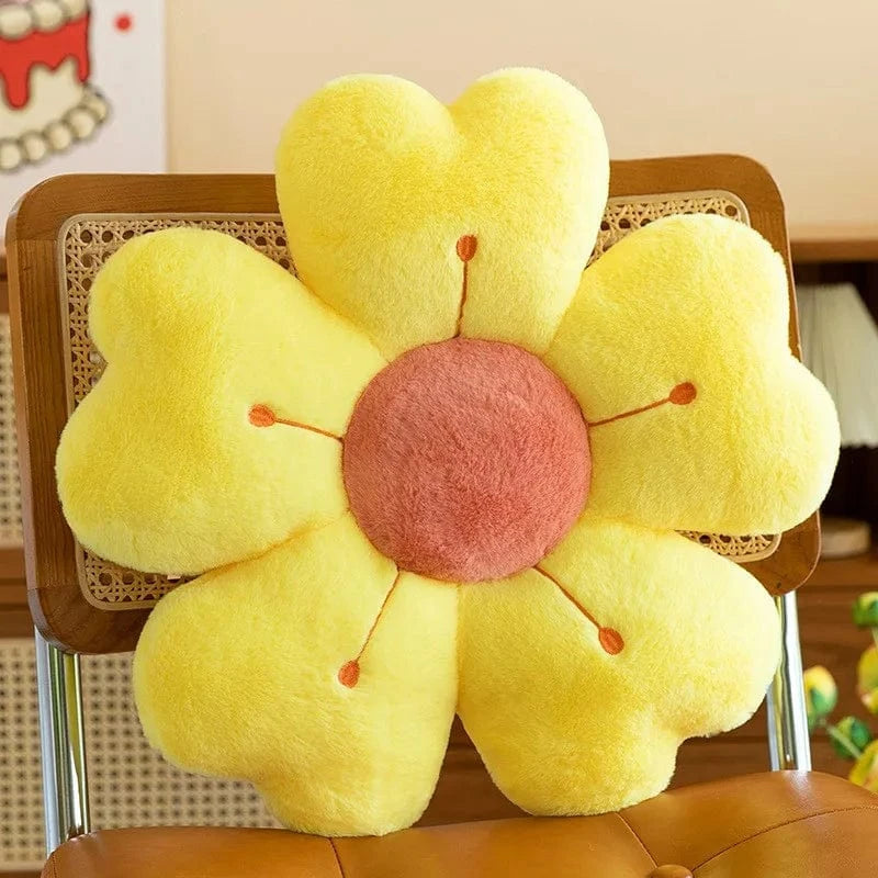 / OK / Flower-Shaped Plush Throw Pillow - Comfortable and Cute Mattress and Sofa Decor Cushion, Chair Cushion  floor cushion Jaune / 35x35 cm