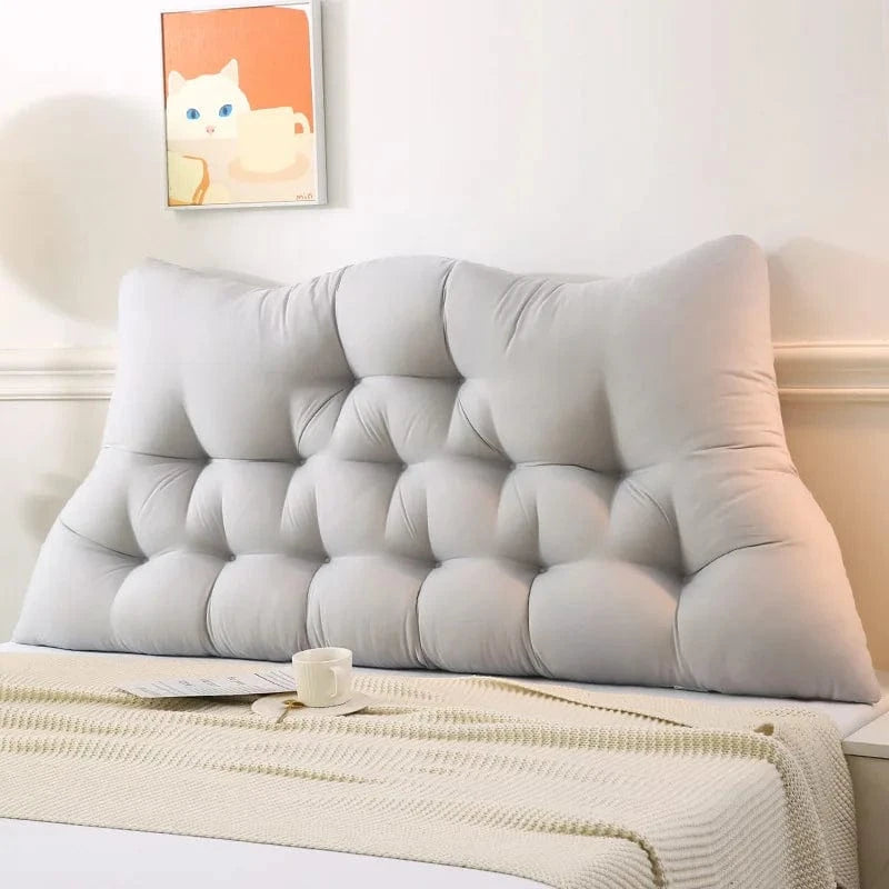 OK / Large Headboard Pillow  Soft Crown Shape Bed Reading Pillows Bed Back Pillow for Sitting in Bed with Removable Cover Long Pillow light gray / 180x65x15cm