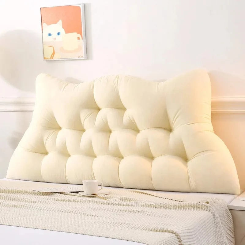 OK / Large Headboard Pillow  Soft Crown Shape Bed Reading Pillows Bed Back Pillow for Sitting in Bed with Removable Cover Long Pillow yellow / 180x65x15cm