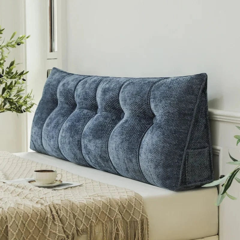 OK / Large Triangular Positioning Support Bolster Cushion Headboard Wedge Backrest Positioning Support Bed Rest Reading Pillows Full blue / 100x50x20cm