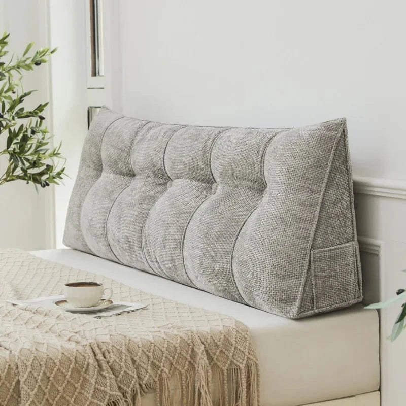OK / Large Triangular Positioning Support Bolster Cushion Headboard Wedge Backrest Positioning Support Bed Rest Reading Pillows Full gray / 100x50x20cm
