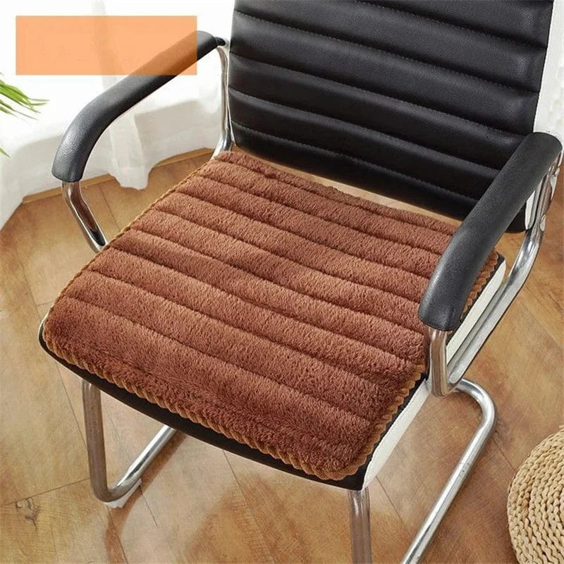 / OK / Plush Office Chair Seat Cushion Home Decoration Dining Chair Mat Anti-Slip Cushion With String Square Student Stools Pads Marron / 35x35 cm