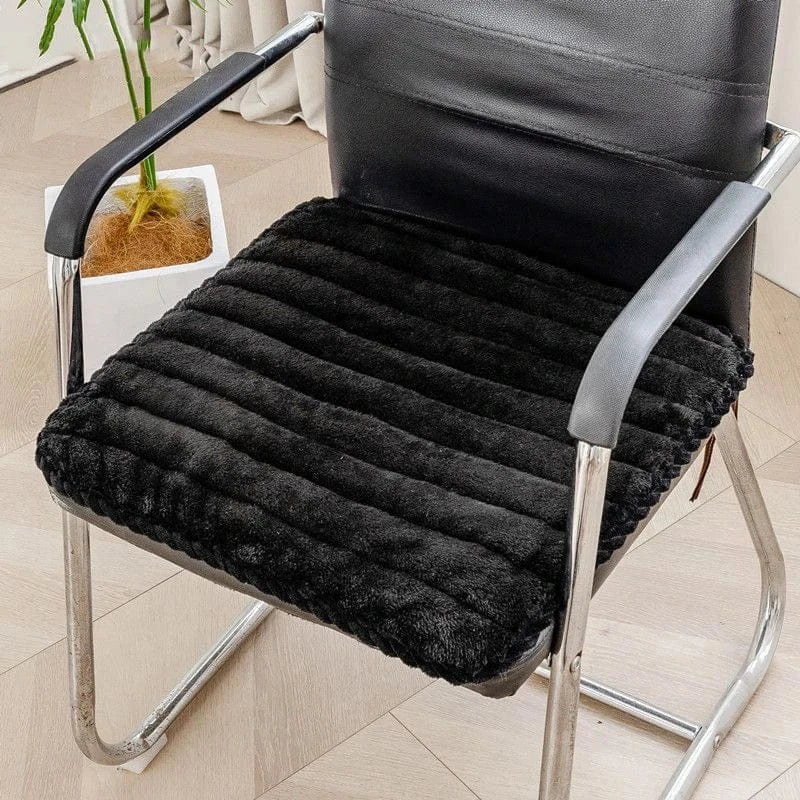 / OK / Plush Office Chair Seat Cushion Home Decoration Dining Chair Mat Anti-Slip Cushion With String Square Student Stools Pads Noir / 40x40 cm