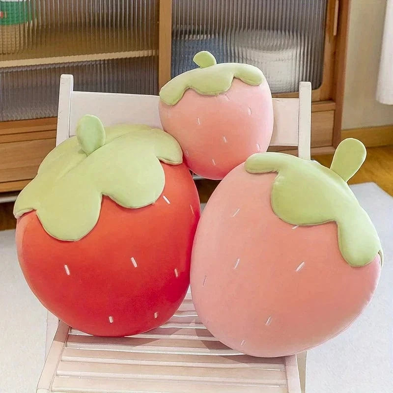 OK / Strawberry Shaped Throw Pillow, Fun Home Decor of Fruit Themed Shaped Cushions, Decorative Pillow for Couch Bed and Chair