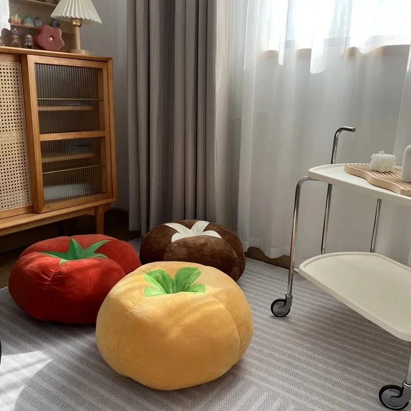 / OK / Thickened Cushion with Tomato-Shaped Pillow Vegetable Mushroom Persimmon Round Cushion Pad for Window Seat Pillows for Bedroom