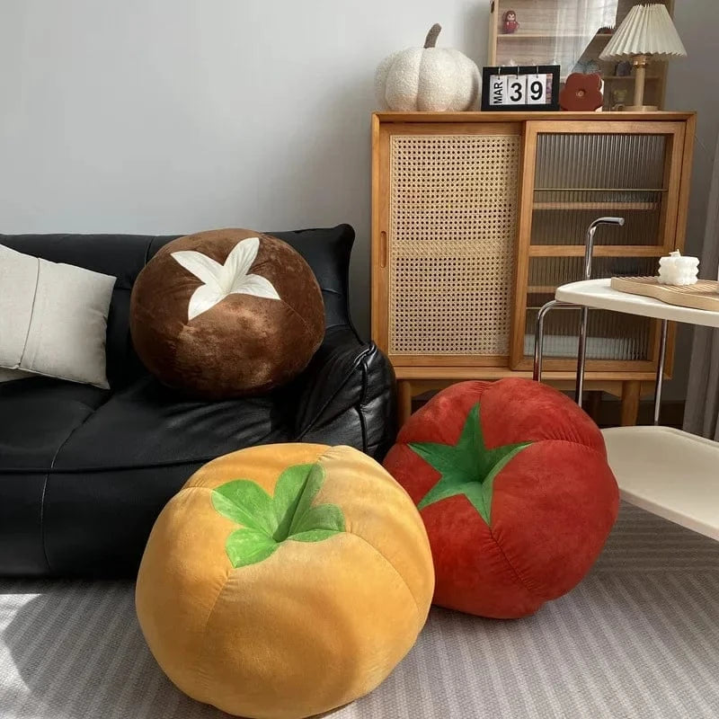 / OK / Thickened Cushion with Tomato-Shaped Pillow Vegetable Mushroom Persimmon Round Cushion Pad for Window Seat Pillows for Bedroom