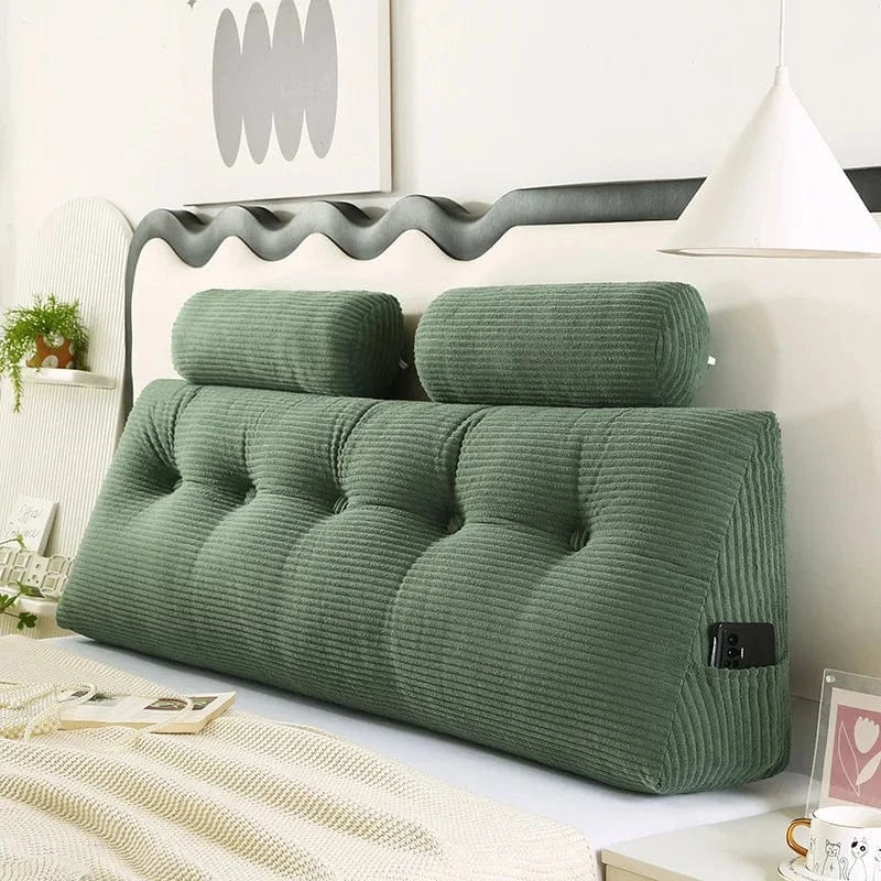 OK / Triangle Sofa Large Backrest Headboard Pillow Cute Pillow Cojines Decorativos Floor Cushion Headrest Cushion Green / 120X50x20cm  2pillow