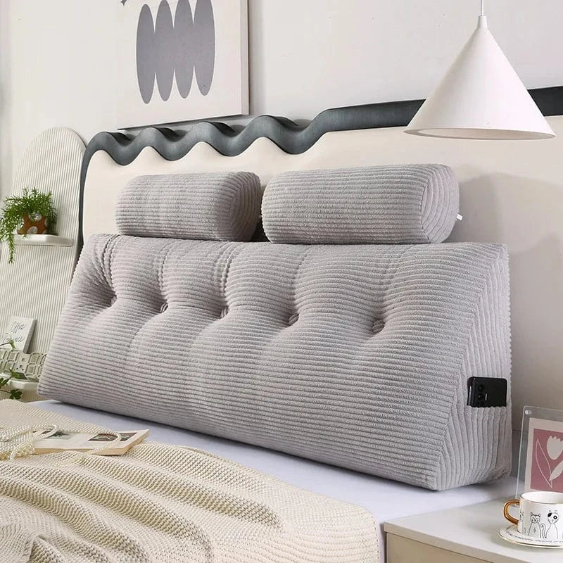 OK / Triangle Sofa Large Backrest Headboard Pillow Cute Pillow Cojines Decorativos Floor Cushion Headrest Cushion Light gray / 120X50x20cm  2pillow