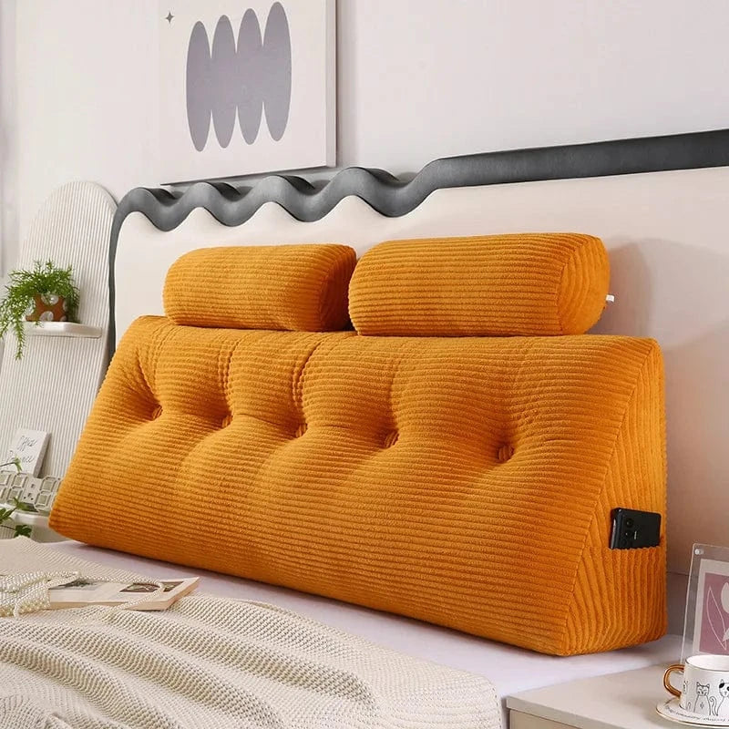 OK / Triangle Sofa Large Backrest Headboard Pillow Cute Pillow Cojines Decorativos Floor Cushion Headrest Cushion Orange / 120X50x20cm  2pillow
