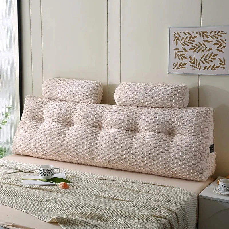OK / Wedge Headboard Pillow Bed Wedge Pillow for Headboard Triangular Headboard Pillow with Neck Roll Pillows with Removable Cover beige / 137x50x20cm