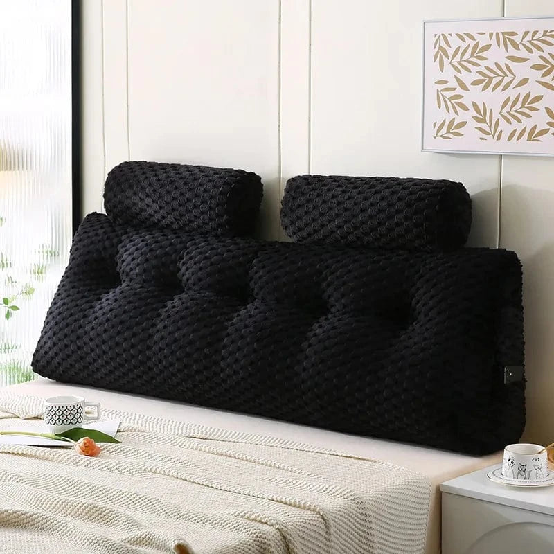 OK / Wedge Headboard Pillow Bed Wedge Pillow for Headboard Triangular Headboard Pillow with Neck Roll Pillows with Removable Cover black / 137x50x20cm