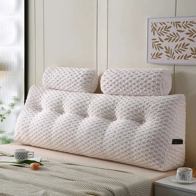OK / Wedge Headboard Pillow Bed Wedge Pillow for Headboard Triangular Headboard Pillow with Neck Roll Pillows with Removable Cover white / 137x50x20cm