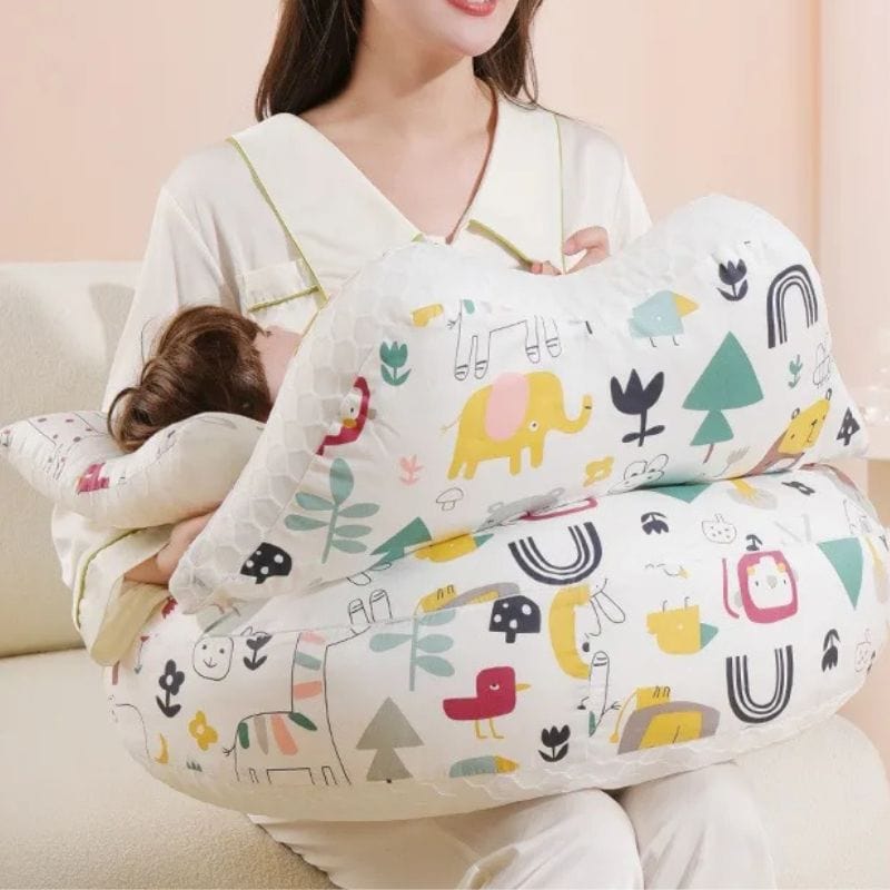 Coussin d'allaitement avec attache bebe | Dreamy Sloth® Blanc / 60x36 cm