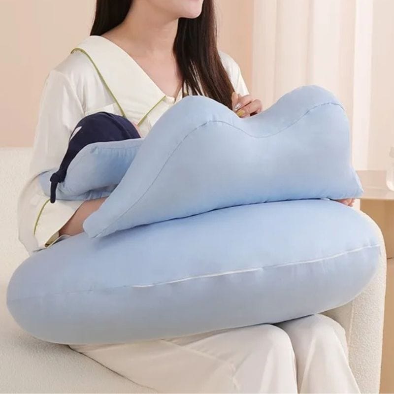 Coussin d'allaitement avec attache bebe | Dreamy Sloth® Bleu / 60x36 cm