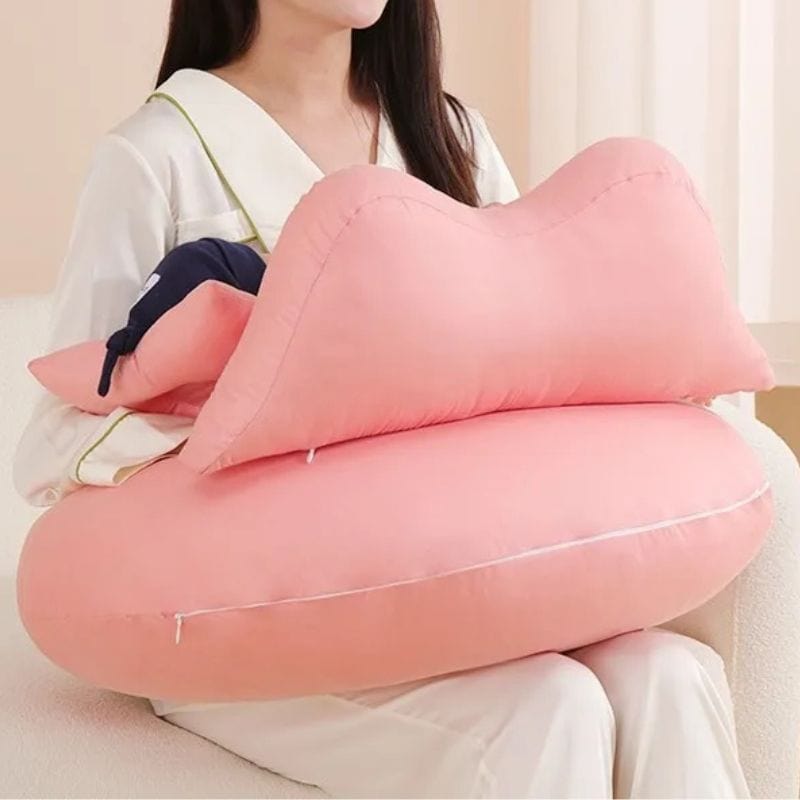 Coussin d'allaitement avec attache bebe | Dreamy Sloth® Rose / 60x36 cm