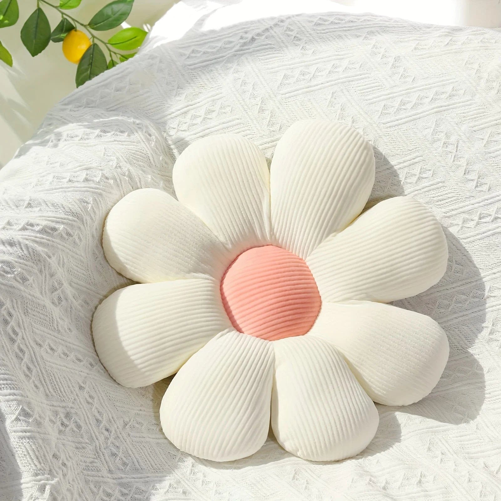 Coussin de fleur | Dreamy Sloth® Blanc / 40x40 cm
