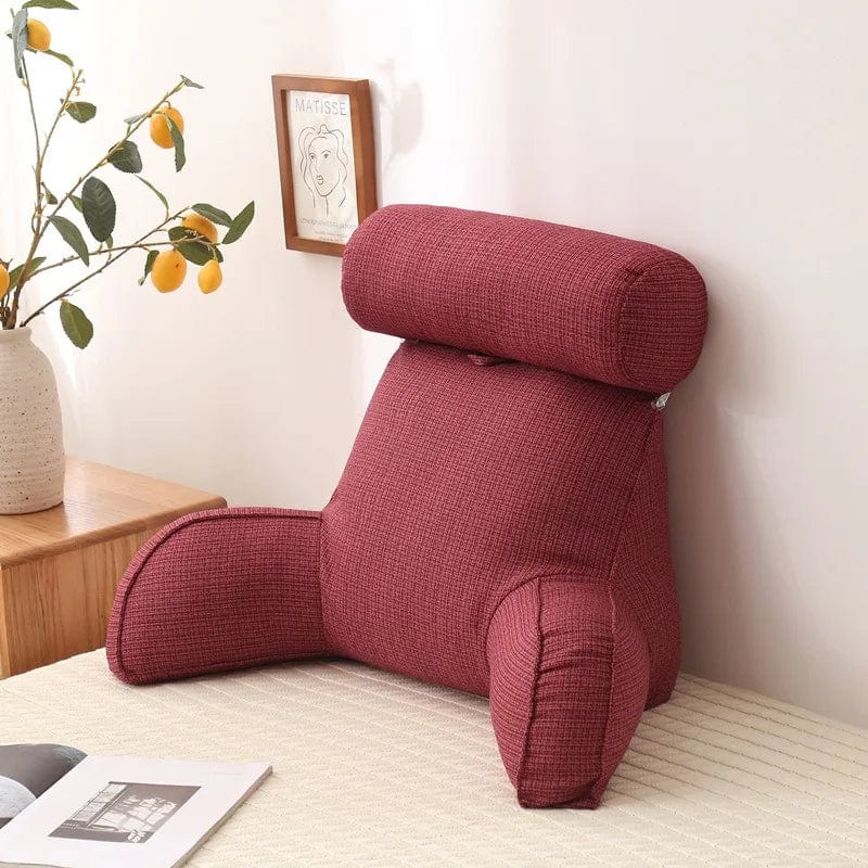 Coussin de lecture avec accoudoirs | Dreamy Sloth® Bordeaux / 75x40x40 cm