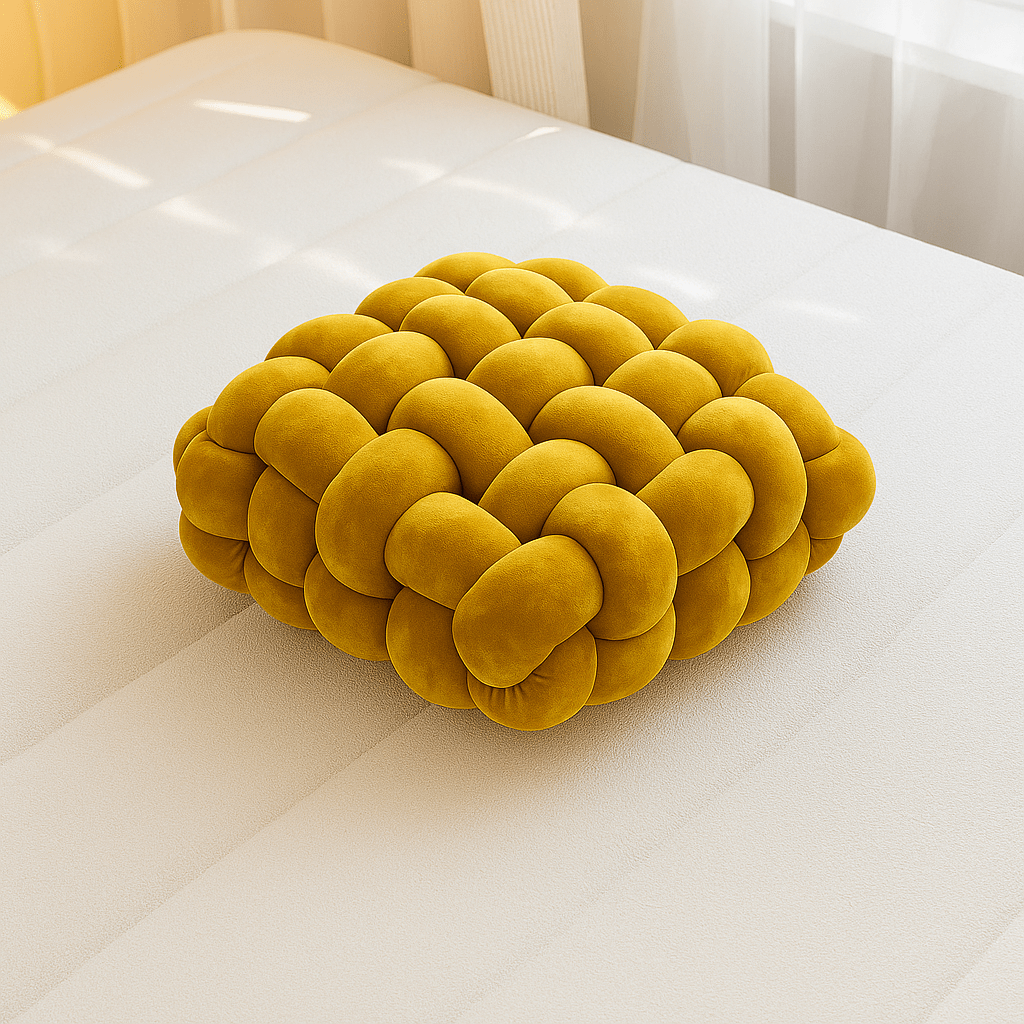 Coussin de sol carré | DreamySloth® Jaune moutarde / 30x33 cm